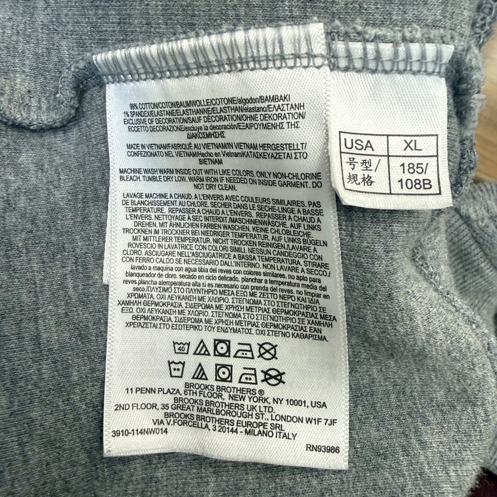 Brooks Brothers Mens XL Heather Gray Quarter Zip Cotton Pullover Sweater - Picture 9 of 12